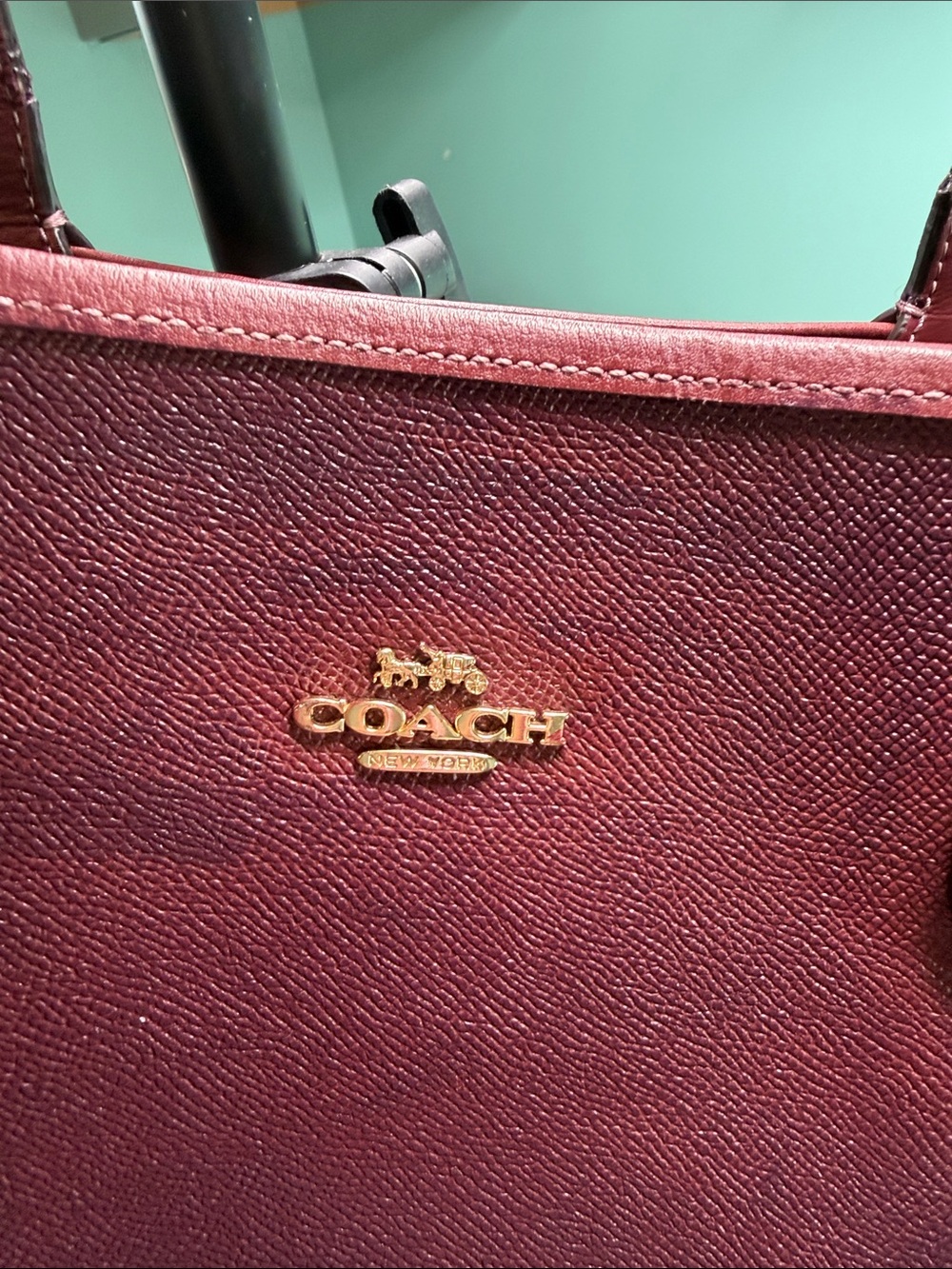 Coach Large Wine Red Leather Tote with Floral Lining - Picture 14 of 15